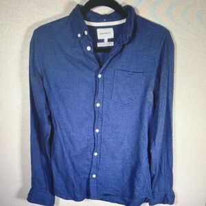 Men's Blue Button-Down Casual Shirt - Classic Long Sleeve